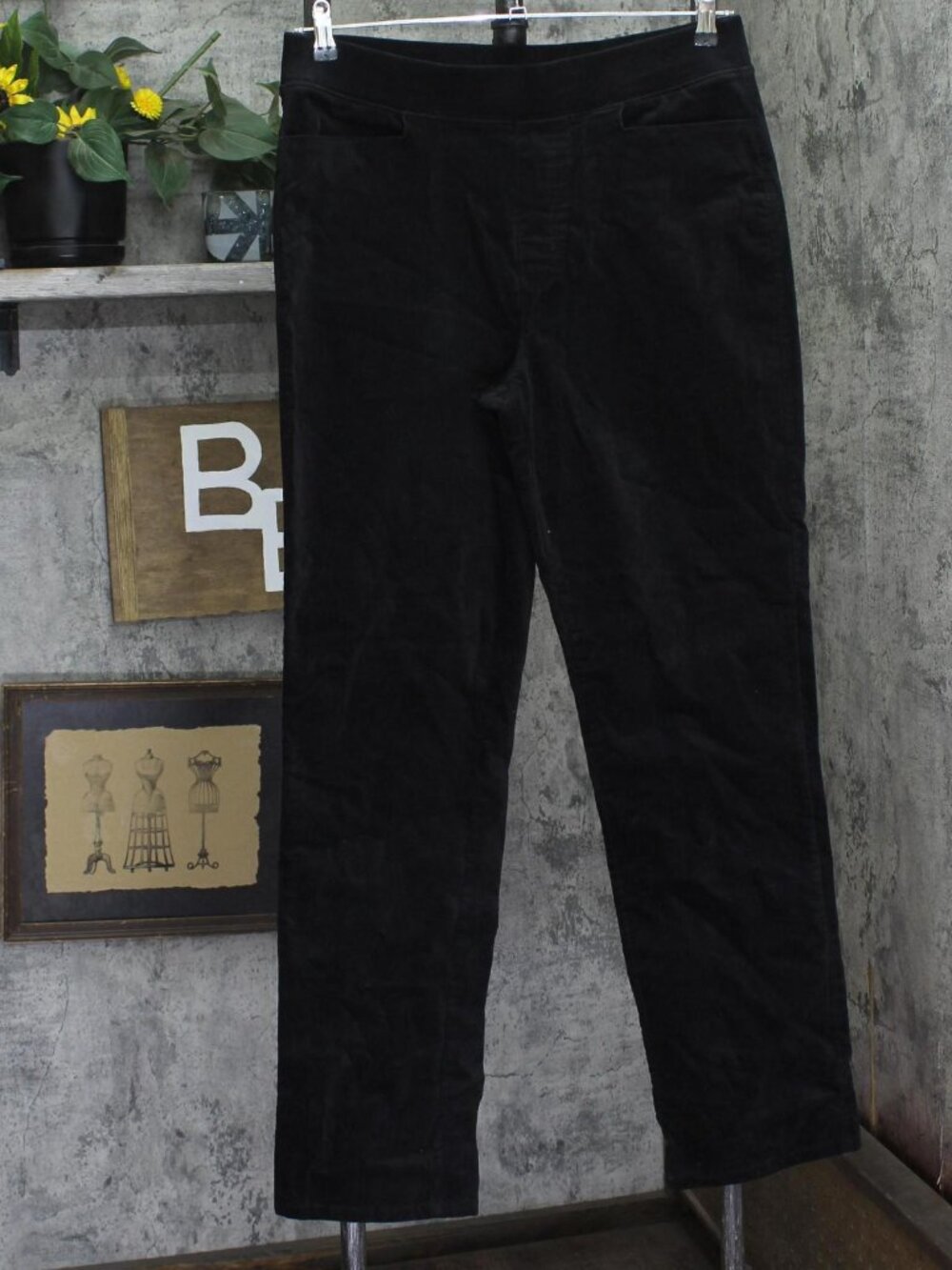 Denim & Co. Tall Stretch Velvet Straight Leg Pull On Pants A662789 Black M Tall